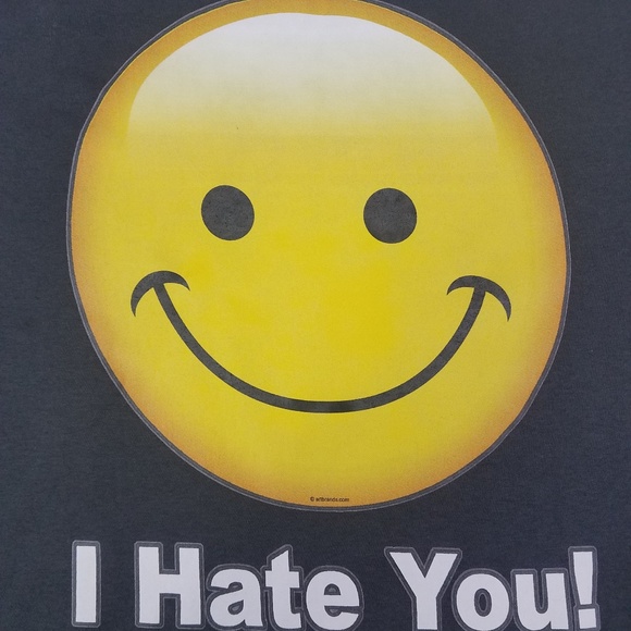 I Hate You! Funny Emoji Unisex Graphic T Shirt - Picture 2 of 2